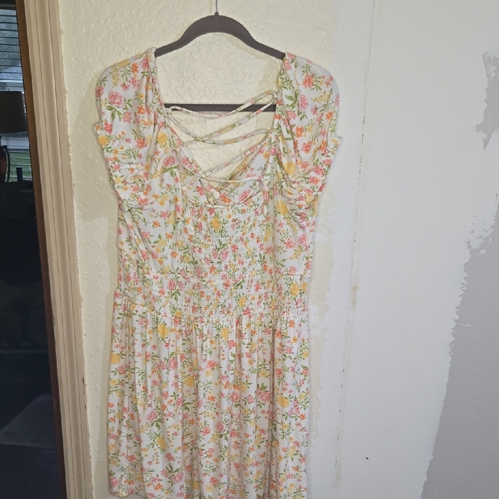 No Boundaries Floral Mini Dress in Pink and Yellow - Picture 4 of 4